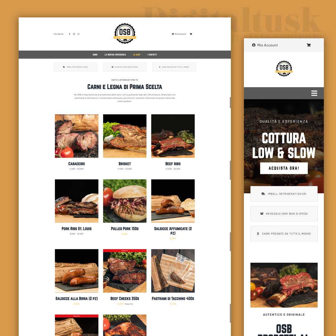 OSB american barbecue ecommerce food store digitaltusk portfolio